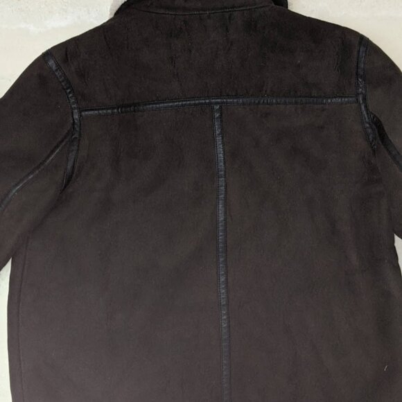H&M Faux Suede Sherpa Women's Aviator Jacket Size 14 Bomber ZIPPER BUCKLES EUC! - Picture 2 of 2